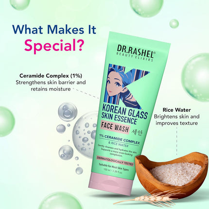 DR.RASHEL Korean Face Wash | With Rice Water & 1% Ceramide Complex-100ML