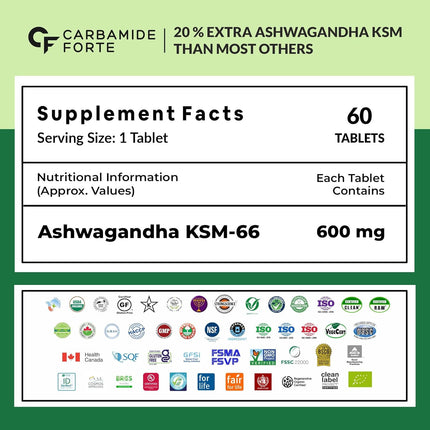 Carbamide Forte Ashwagandha KSM66 600mg - 60 Tablets