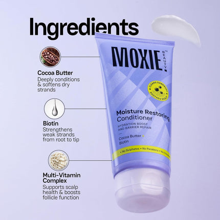 Moxie Beauty Moisture Restoring Conditioner | Anti-Dandruff Conditioner with Cocoa Butter & Biotin-175ml
