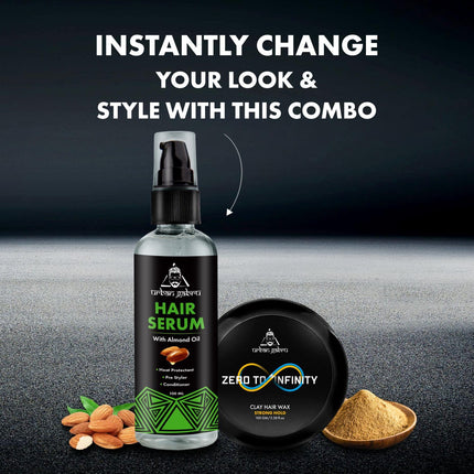 Urbangabru Combo Hair Styling Kit - Clay Hair Wax (100 gm) and Hair Serum Pre-Styler (100 ml)