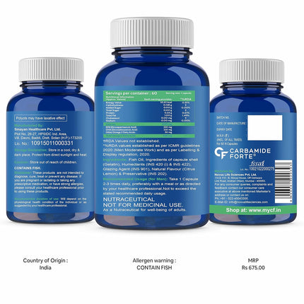 Carbamide Forte Double Strength Fish Oil 1000mg Omega 3 600mg -60 Capsules