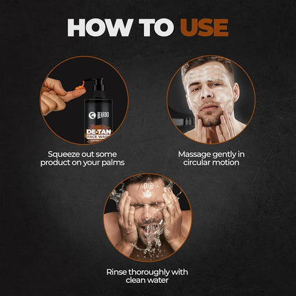 BEARDO DeTan Face Wash for Men, 200ml | Glycolic Acid,Niacinamide & Coffee