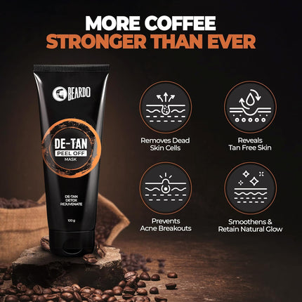 Beardo DeTan Peel off Face Mask for Men, 100g | Coffee