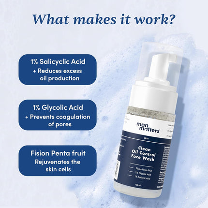 Man Matters 1% Salicylic Acid Face & Beard Wash For Men|120 ml