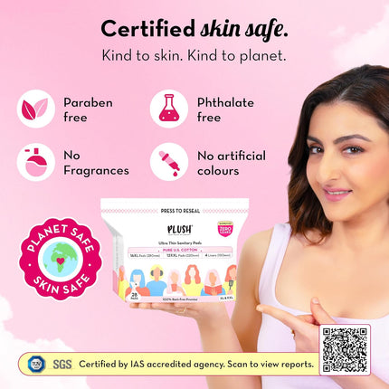 Plush Ultra-Thin Sanitary Pads for Women, 28 pcs (16 XL, 12 XXL & 4 Panty Liners)