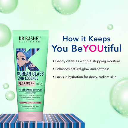 DR.RASHEL Korean Face Wash | With Rice Water & 1% Ceramide Complex-100ML