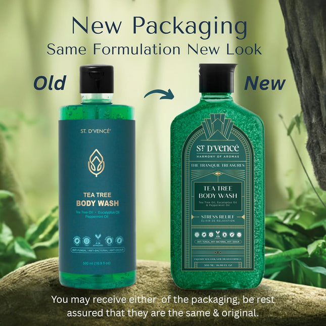 ST. D'VENCE Tea Tree Body Wash Shower Gel with Eucalyptus & Peppermint Oil for Women & Men- 500ml