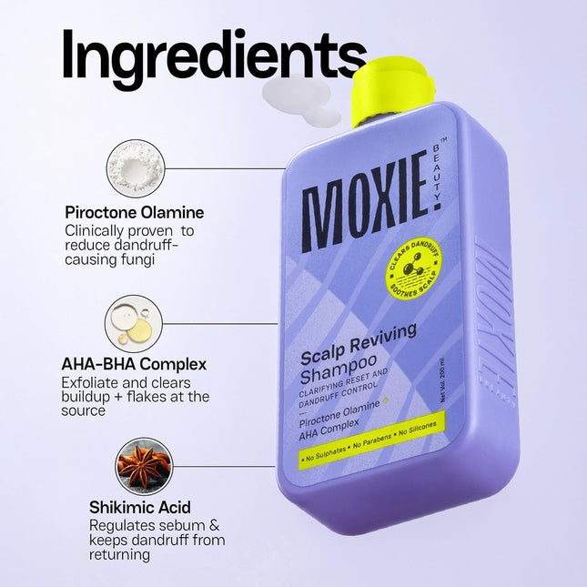 Moxie Beauty Scalp Reviving Anti-Dandruff Shampoo | AHA-BHA -200ml