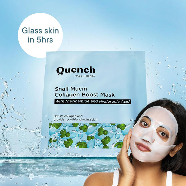 Quench Snail Mucin Korean Collagen Boost Mask with Niacinamide & Hyaluronic Acid-45g