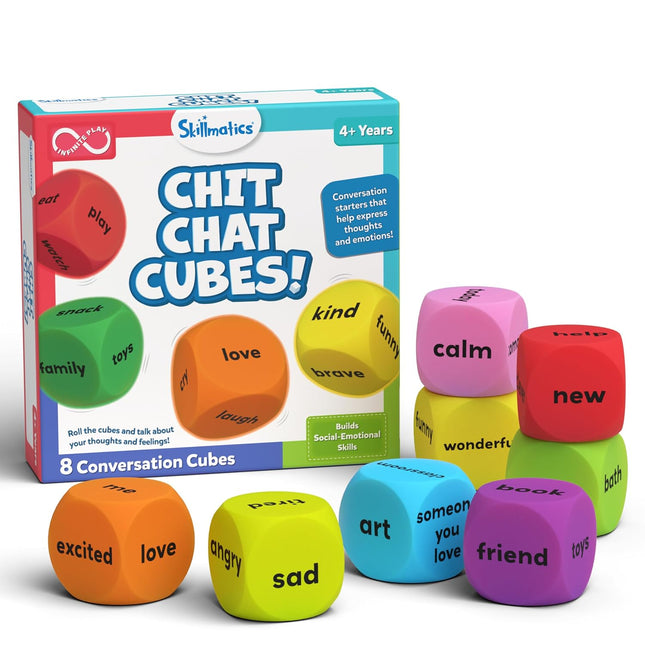 Skillmatics Conversation Cubes for Kids 8 Wooden Cubes for Ages 4, 5, 6, 7 and Up