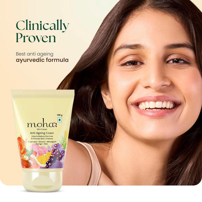 Moha Anti Ageing Cream with Grapeseed Oil, Aloe Vera & Wheat Germ-100g