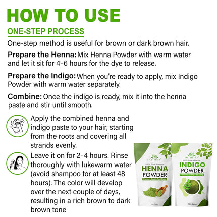 INTIMIFY Indigo and Henna powder for Black Hair  100 grams + 100 grams Pack of 2