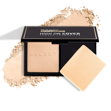 SWISS BEAUTY Matte All Select High On Cover Powder Foundation With Sponge-5.5g
