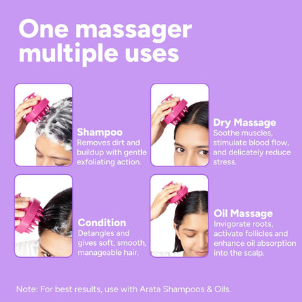 Arata Scalp Massager with Medical-Grade Silicone Bristles
