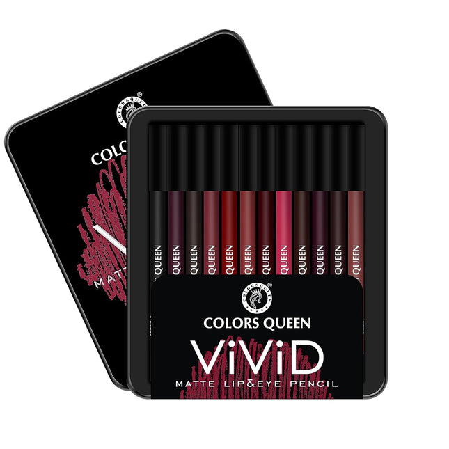 Colors Queen Vivid Matte Eye & Lip Liner Pencil Set of 12