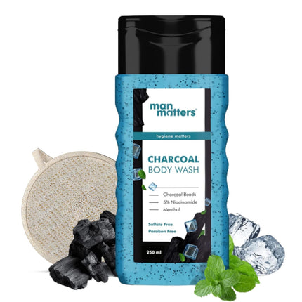 Man Matters 3 in 1 Action Charcoal & Menthol Body Wash with Loofah-250ml