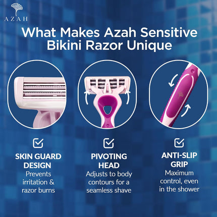 Azah Bikini Razor for Women 3 Precision Blades [Pack of 2]