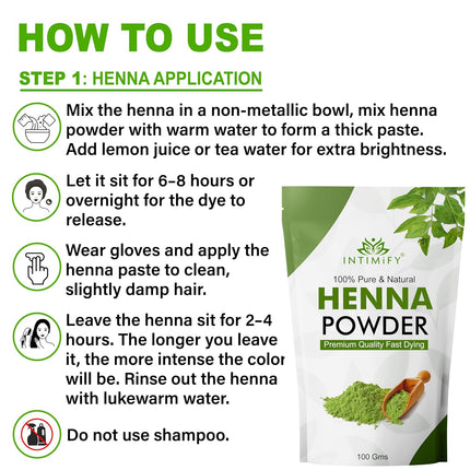 INTIMIFY Indigo and Henna powder for Black Hair  100 grams + 100 grams Pack of 2