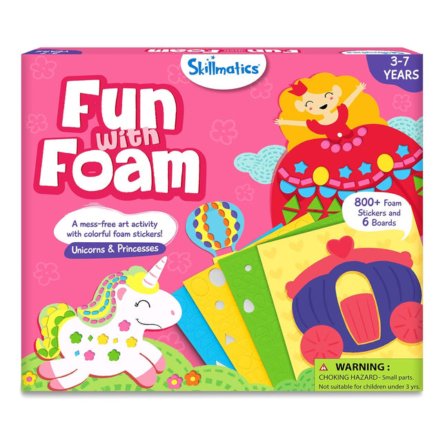 Skillmatics Sticker Art Activity Unicorns & Princesses, Mess-Free Fun for Kids, 800+ 3D Foam Stickers