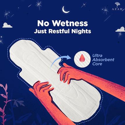 Azah XXL+ Sanitary Napkins for Women [Pack of 30] | 350MM Large Night Pads