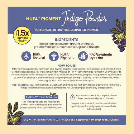 Nat Habit Organic Indigo Powder, Natural Hair Color 85G