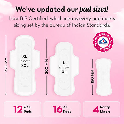 Plush Ultra-Thin Sanitary Pads for Women, 28 pcs (16 XL, 12 XXL & 4 Panty Liners)