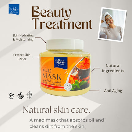GC Beauty Care Face Mud Mask – Turmeric (500ml) Anti-Aging & Skin Brightening – Suitable for All Skin Types
