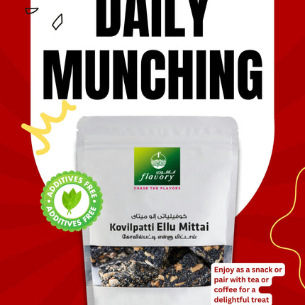 Flavory Kovilpatti Sesame Candy (Ellu Mittai), Traditional South Indian Sweet Made with Sesame Seeds & Jaggery, Healthy & Flavorful, 100g