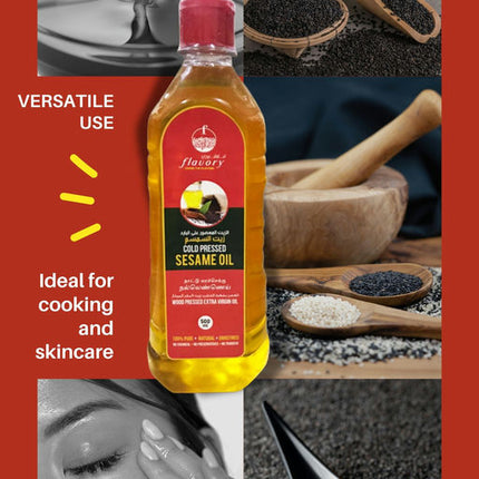Flavory Cold Pressed Sesame Oil, Pure & Natural Oil for Cooking and Skin Care, 500ml