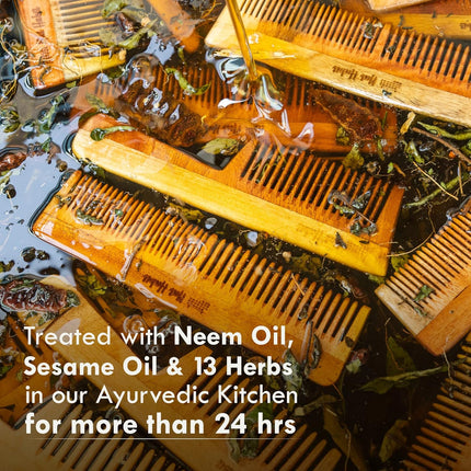 Nat Habit Kacchi Neem Wooden Comb, Soaked In 17 Herbs Neem & Sesame Oil