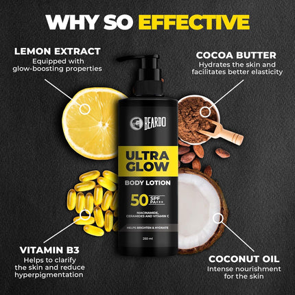 Beardo Ultraglow Body Lotion Men's Skin 250ml x 2