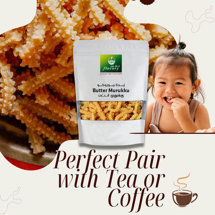 Flavory Butter Murukku (South Indian Savory Snack), Traditional Rice Flour Snack with Butter & Spices, Crispy & Flavorful, 100g