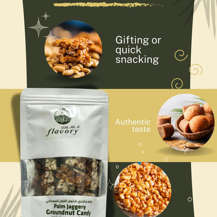 Flavory Palm Jaggery (Karupatti) Groundnut Candy, Traditional South Indian Sweet Made with Peanuts & Palm Jaggery, Healthy & Flavorful, 100g