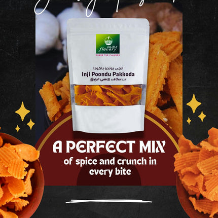 Flavory Ginger Garlic (Inji Poondu) Pakkoda, South Indian Savory Snack Made with Ginger, Garlic, Gram Flour & Spices, Crispy & Flavorful, 100g