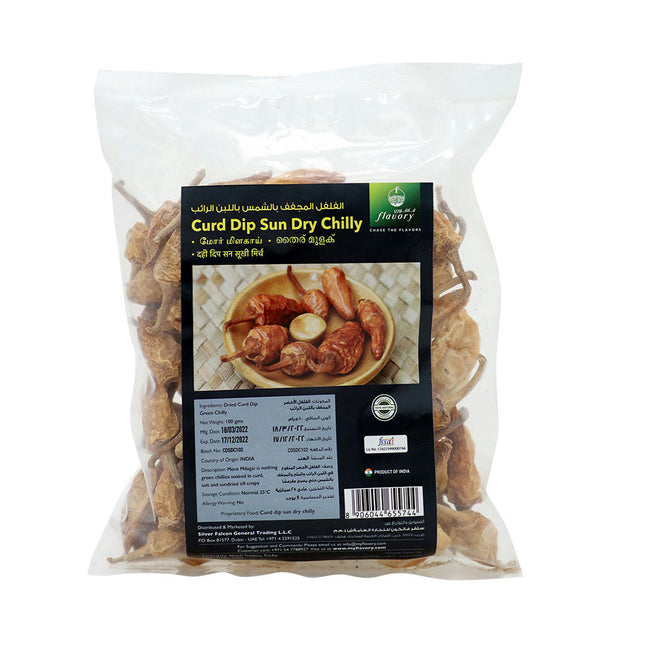 Flavory Curd Dip Sun Dry Chilly (More Milagai Vathal), Traditional South Indian Sun-Dried Chilly, Ideal for Curd Dips & Rice, 100g