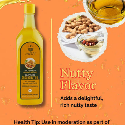 Flavory Cold Pressed Groundnut Oil, Pure & Natural Cooking Oil, Rich in Flavor and Nutrients, 1 Litre