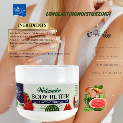 GC Beauty Care Body Butter – Watermelon (170ml / 5.7oz) Shea Butter Infused Long-Lasting Moisturizer for All Skin Types – Promotes Anti-Aging & Prevents Skin Problems