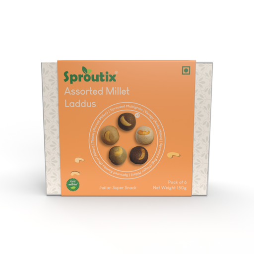 Flavory Assorted Millet Laddu, Healthy Snack Made with Mixed Millets, Ghee & Jaggery, Nutritious & Delicious, 150g
