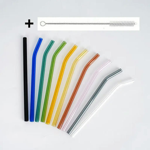 Buy and Bill 15pcs Colorful Glass Cocktail Straws – Reusable Eco-Friendly Straws for Smoothies, Cocktails, and Beverages – Fun and Stylish Barware Accessories