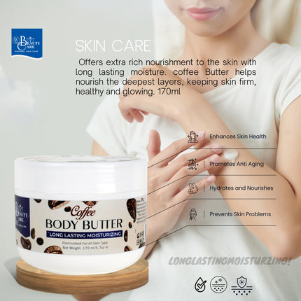 GC Beauty Care Coffee Body Butter – 170ml / 5.7oz – Long-Lasting Moisturizer for All Skin Types