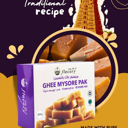 Traditional Ghee Mysore Pak, Handcrafted Indian Sweet with Pure Ghee, Soft & Crumbly Texture, 200g