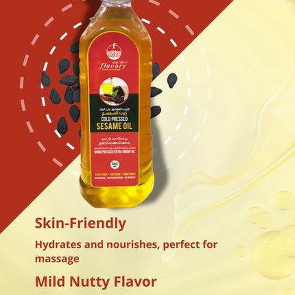 Flavory Cold Pressed Sesame Oil, Pure & Natural Oil for Cooking and Skin Care, 500ml