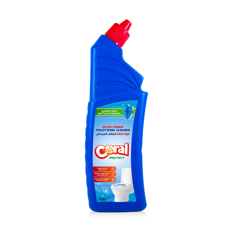 Coral Protect Ultra Power Toilet Bowl Cleaner 750ML Original | Antibacterial, Sparkling Shine, Removes Tough Stains, Long-Lasting Freshness