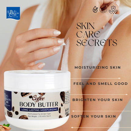 GC Beauty Care Coffee Body Butter – 170ml / 5.7oz – Long-Lasting Moisturizer for All Skin Types