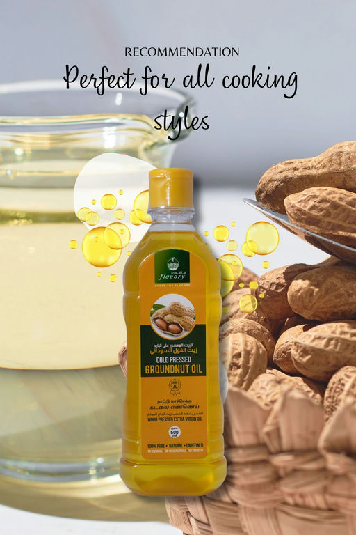 Flavory Cold Pressed Groundnut Oil, Pure & Natural Cooking Oil, Rich in Flavor and Nutrients, 500ml