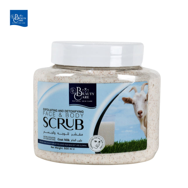 GC Beauty Care Exfoliating & Detoxifying Face & Body Scrub – Goat Milk (500ml) For All Skin Types – Gently Exfoliates & Detoxifies for Smooth, Healthy Skin