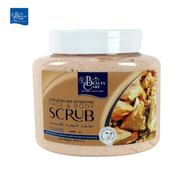 GC Beauty Care Exfoliating & Detoxifying Face & Body Scrub – Gold (500ml) For All Skin Types – Natural Exfoliation & Skin Whitening
