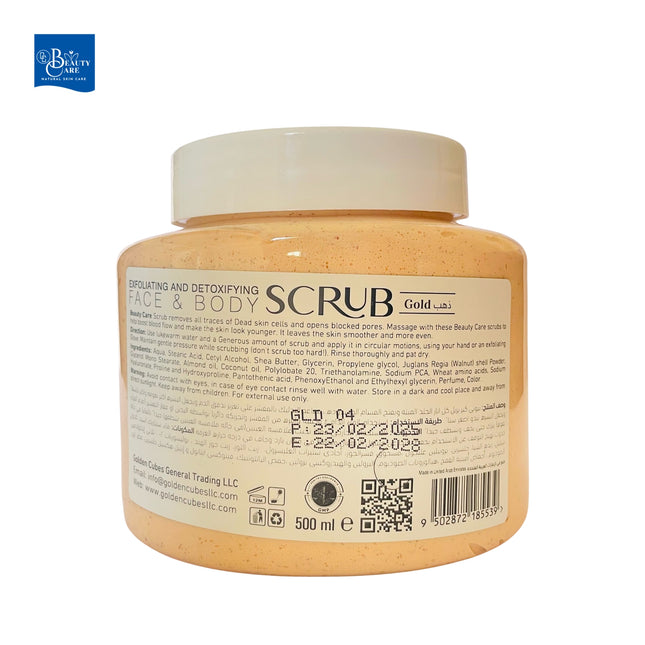 GC Beauty Care Exfoliating & Detoxifying Face & Body Scrub – Gold (500ml) For All Skin Types – Natural Exfoliation & Skin Whitening