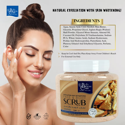 GC Beauty Care Exfoliating & Detoxifying Face & Body Scrub – Gold (500ml) For All Skin Types – Natural Exfoliation & Skin Whitening