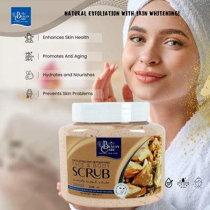 GC Beauty Care Exfoliating & Detoxifying Face & Body Scrub – Gold (500ml) For All Skin Types – Natural Exfoliation & Skin Whitening